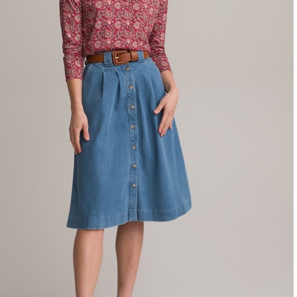 Denim Blue Button-Front Skirt - Picture 2 of 12